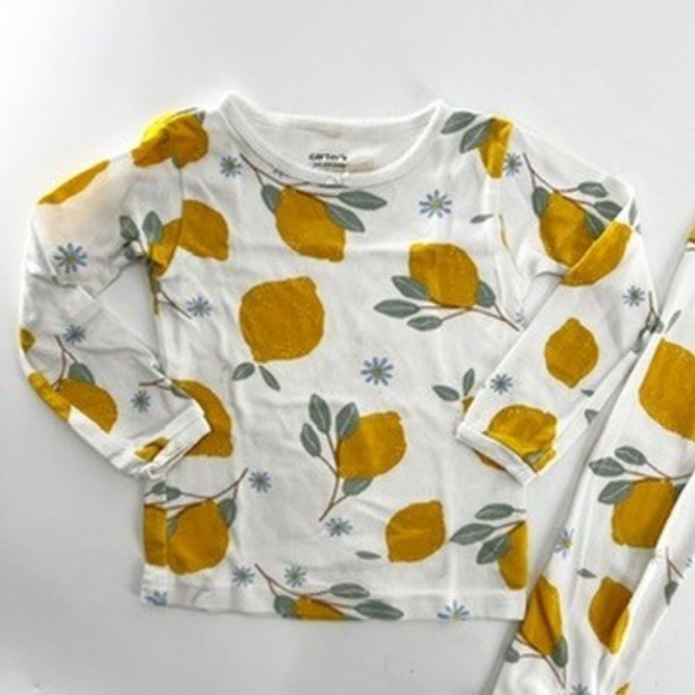 Carter's Just One You Kids 2T Lemon Print Long Sleeve‎ Pajama Set